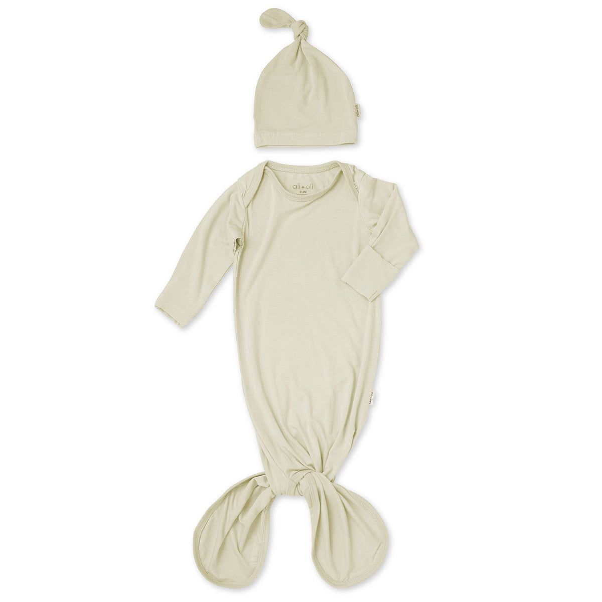 Bamboo Layette Knotted Gown and Beanie for Newborns