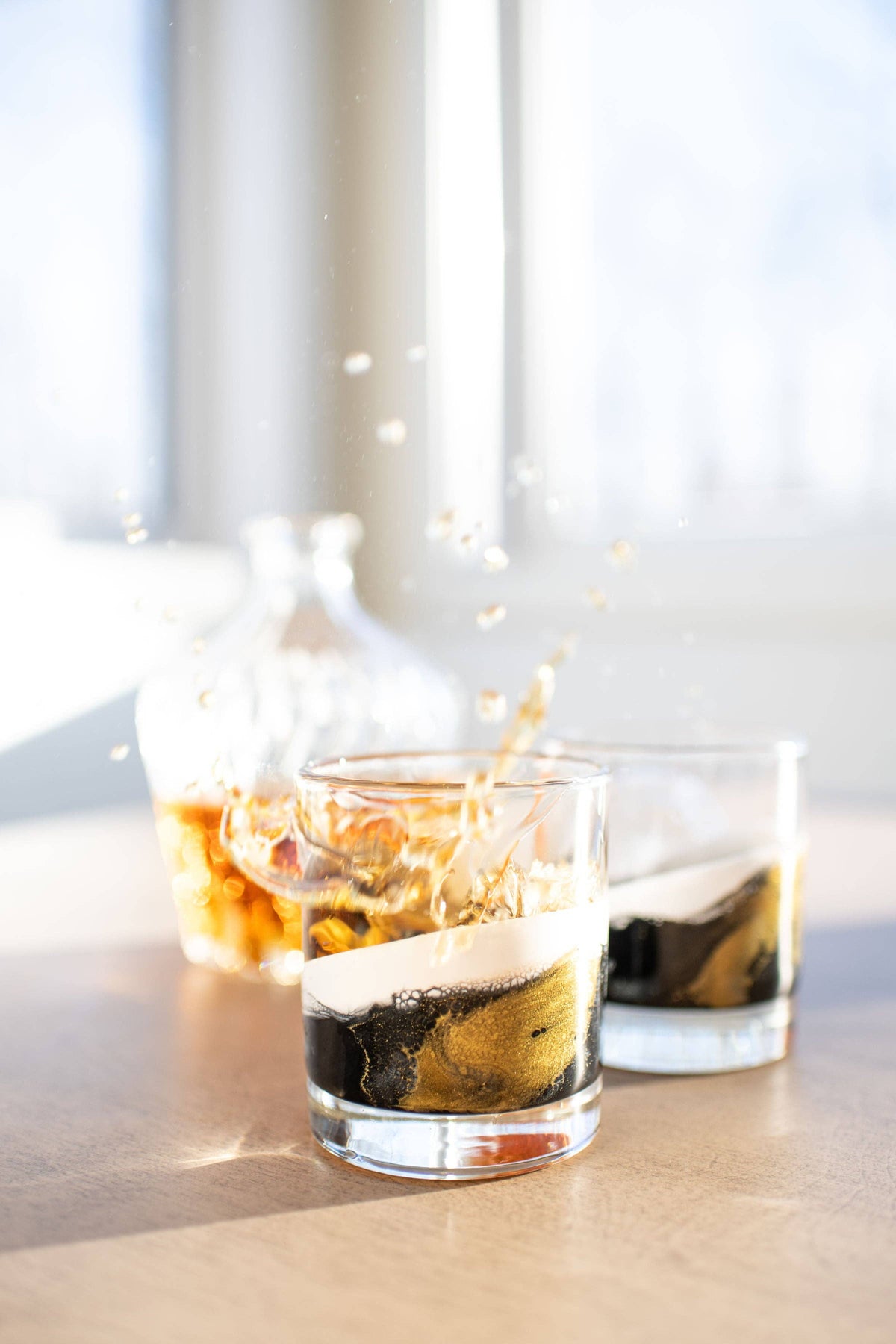 Resin Accented Whisky Glasses