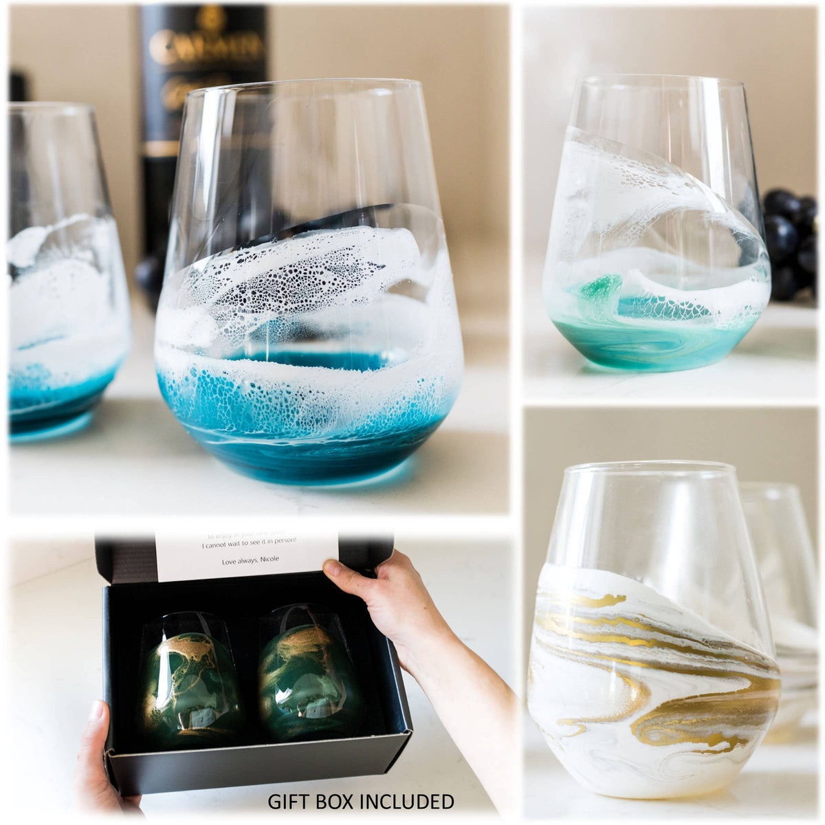 Resin Accented Wine Glasses