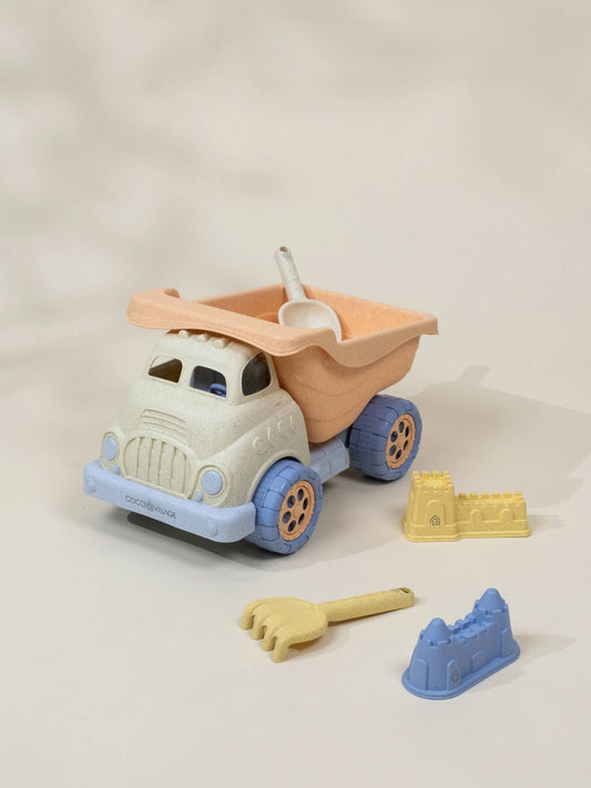 Oversized 5-Piece Wheat Straw Sand Toy Set – Dump Truck & Accessories