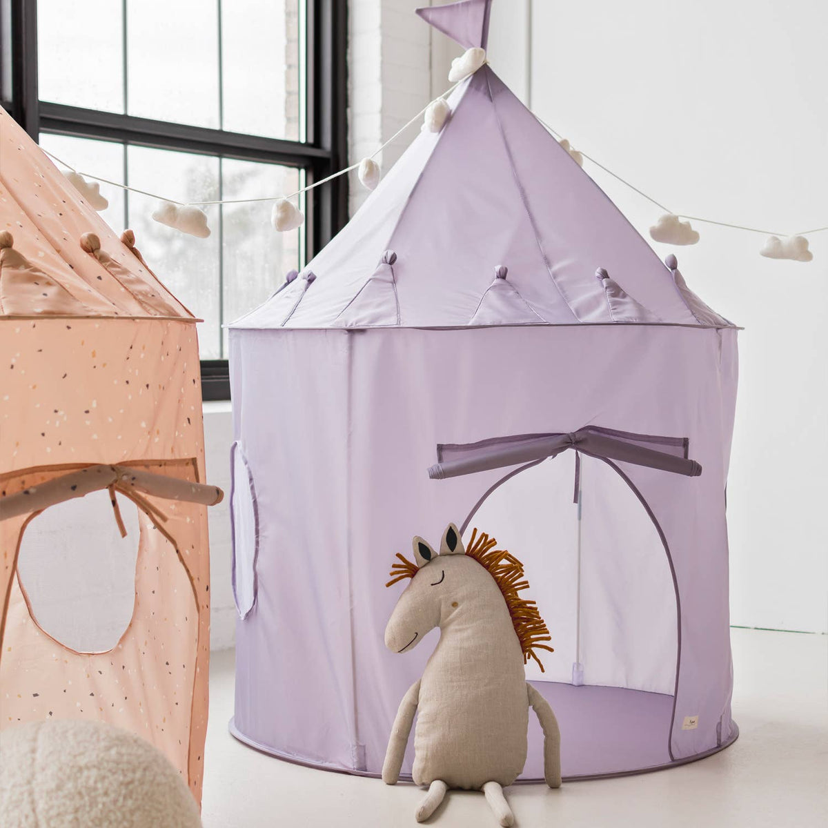 Kids Play Tent Castle with Recycled Fabric - Solids