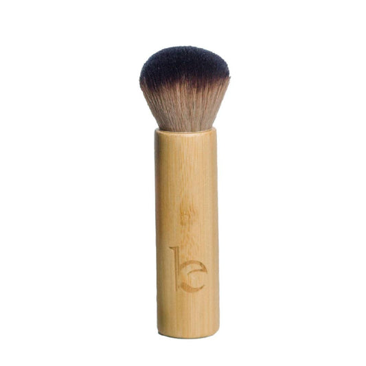 Beauty By Earth Self Tanner Kabuki Facial Tan Application Brush - round kabuki facial tanning brush with wood handle