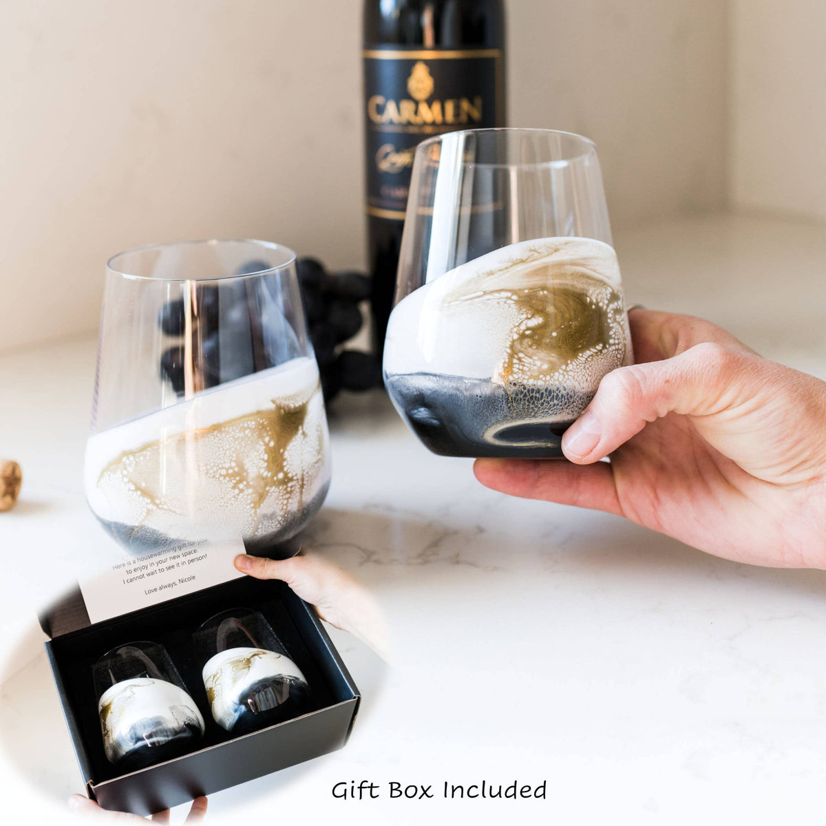 Resin Accented Wine Glasses