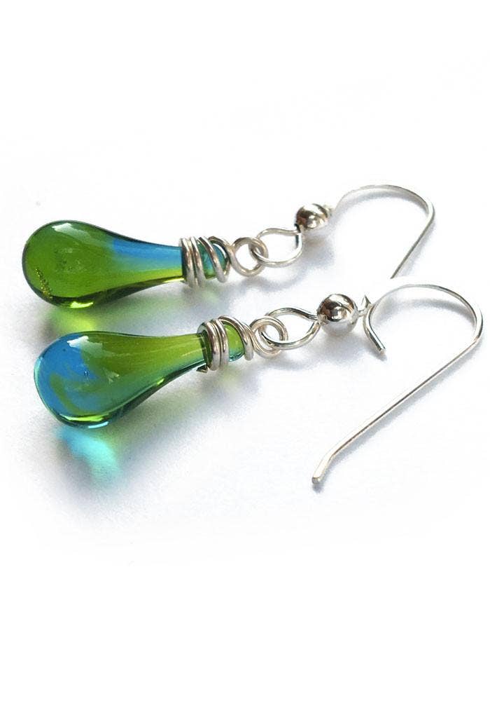 Demi Glass Teardrop Earrings, Tiny and Colorful