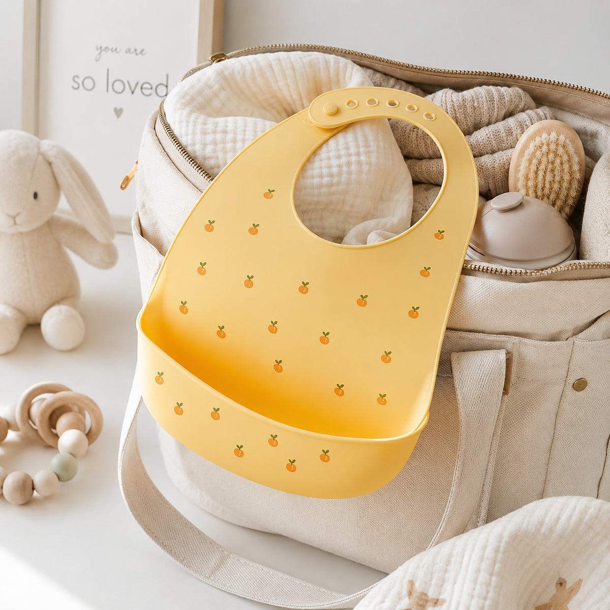 Baby Bib Set, You’re a Peach, Silicone, Set of 2