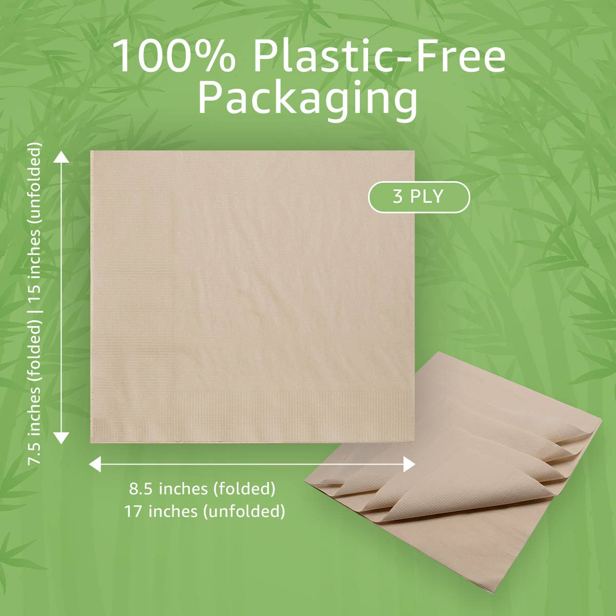 Bamboo Entertain Dinner Napkins - 200 Pack - 3 Ply