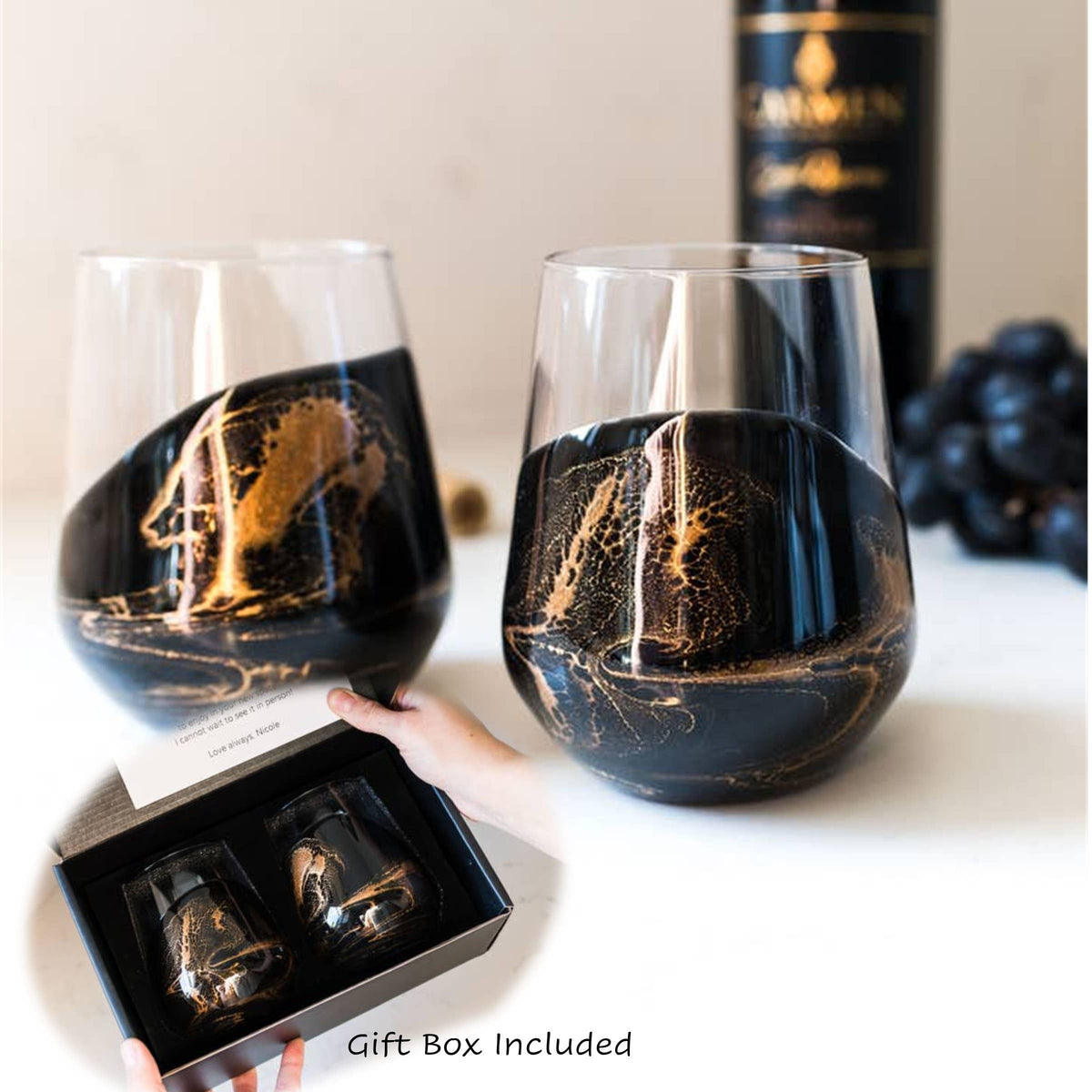 Resin Accented Wine Glasses