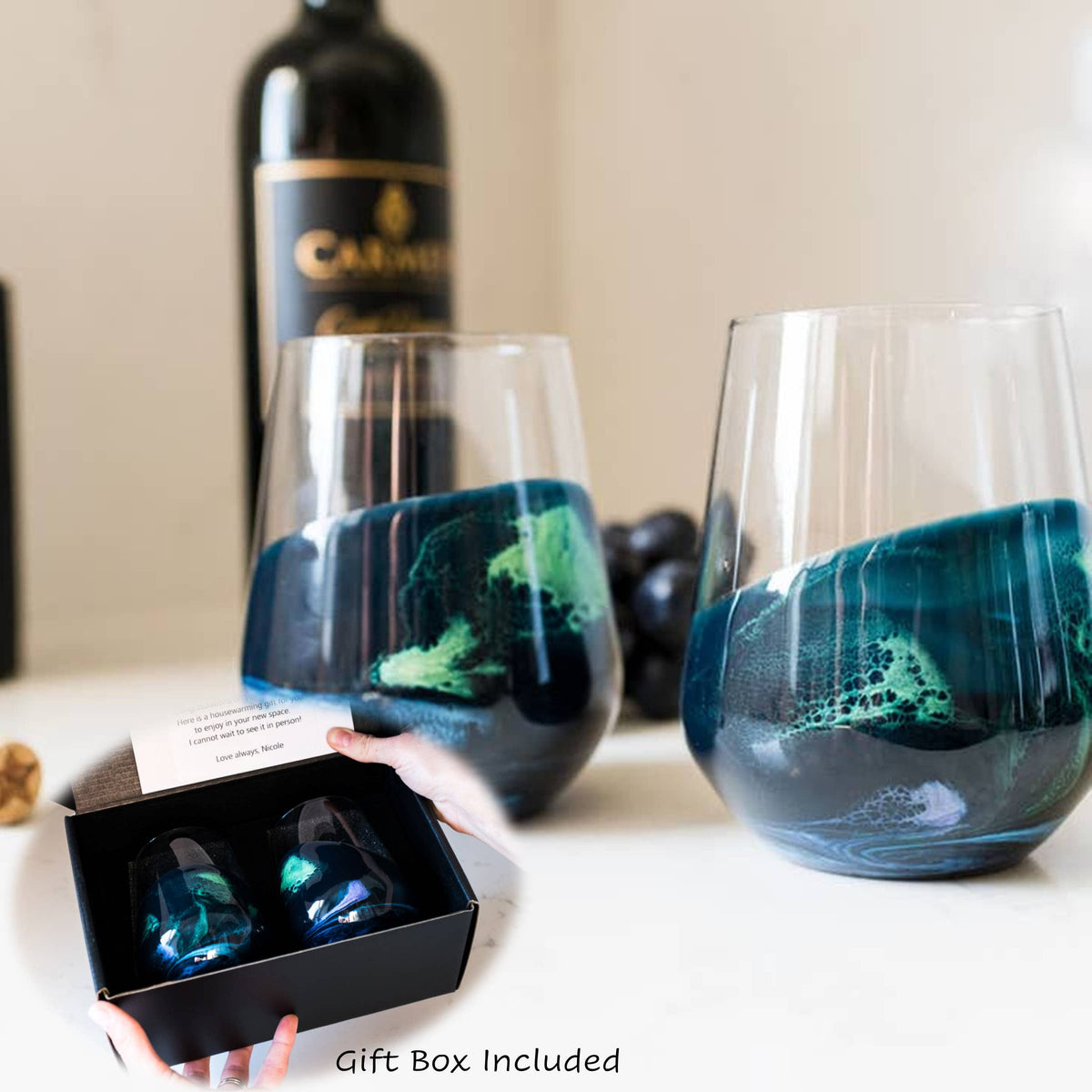 Resin Accented Wine Glasses