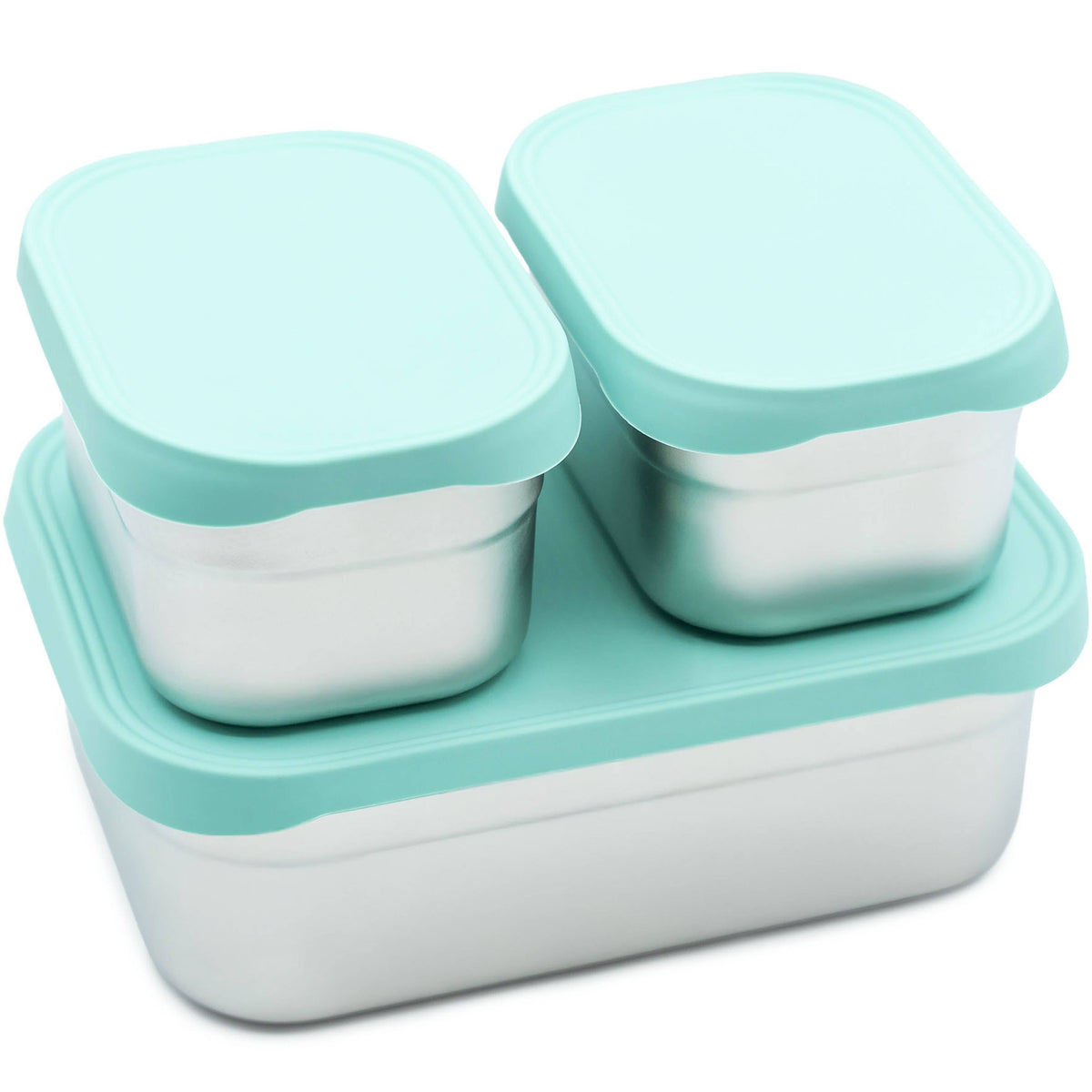 Stainless Steel Bento Box Set with Silicone Lids – Set of 3