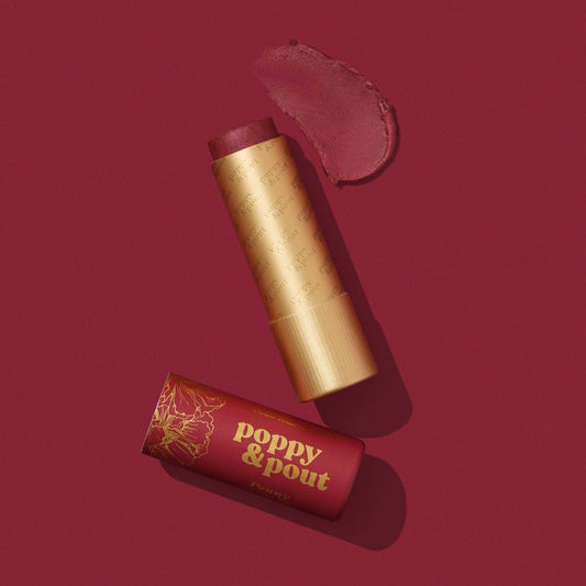 Poppy & Pout – Lip Tint - Penny, front product and branded packaging