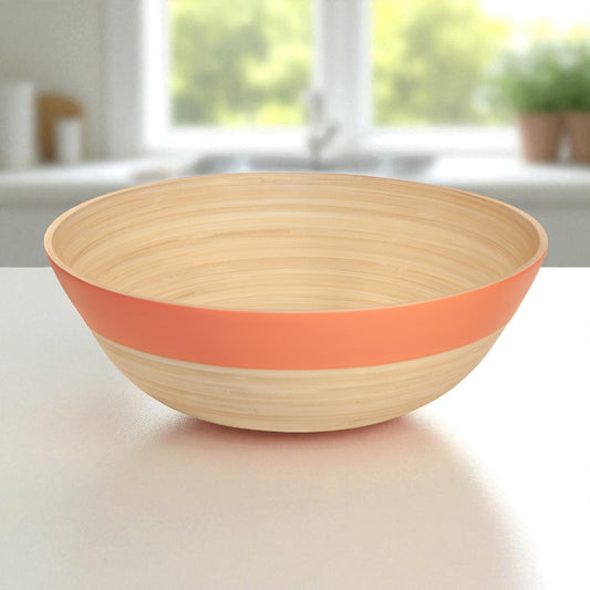 albert L. (punkt) Matte Bamboo Classic Bowl - coral matte bamboo classic bowl on dining counter; natural bamboo