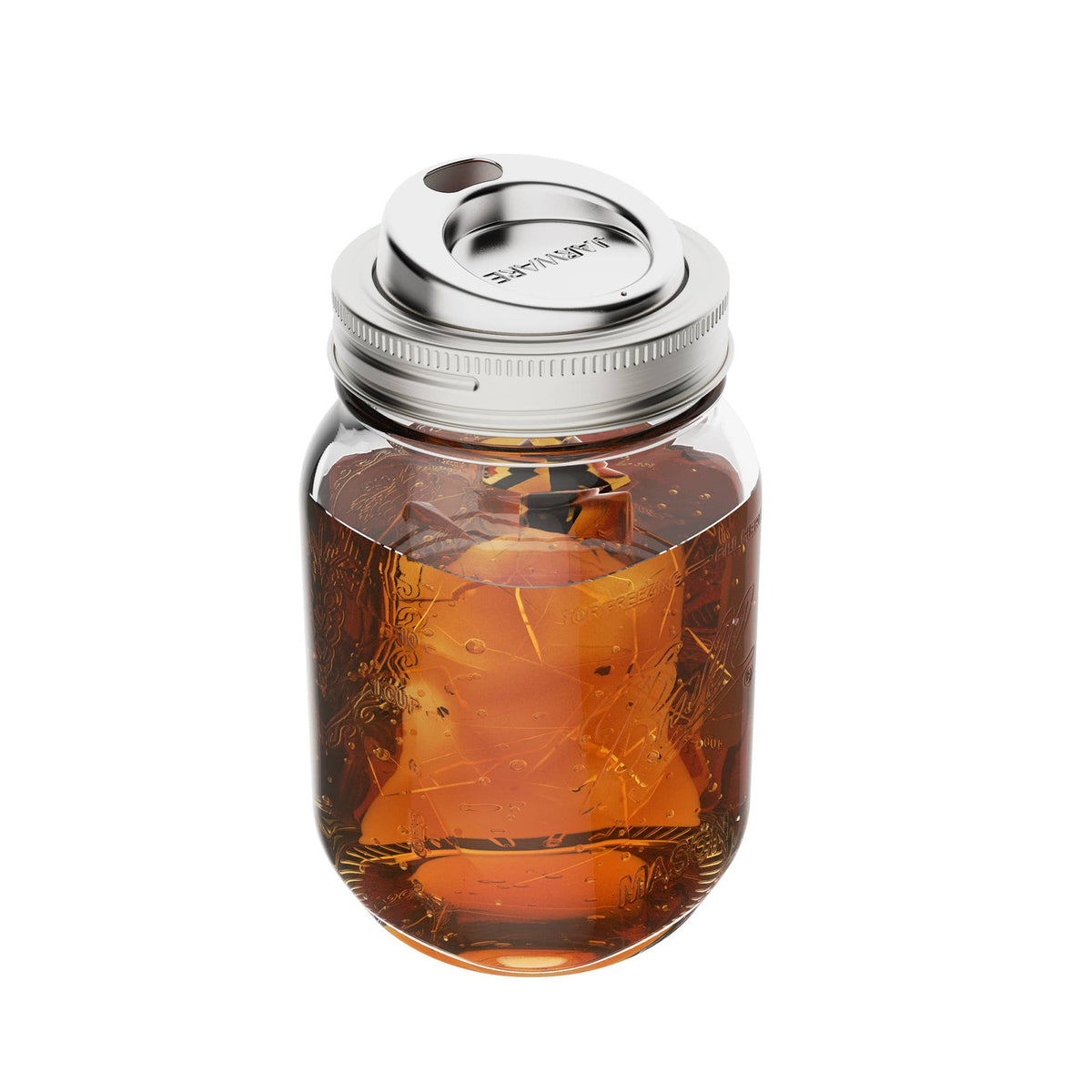 Jarware Stainless Steel Drink Lids For Regular Mouth, Set 2