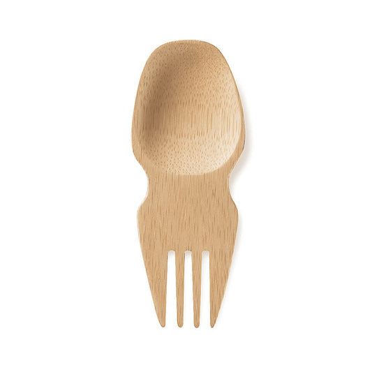 bambu® Bamboo Spork - natural bamboo spoon fork combination spork front; FSC-certified bamboo