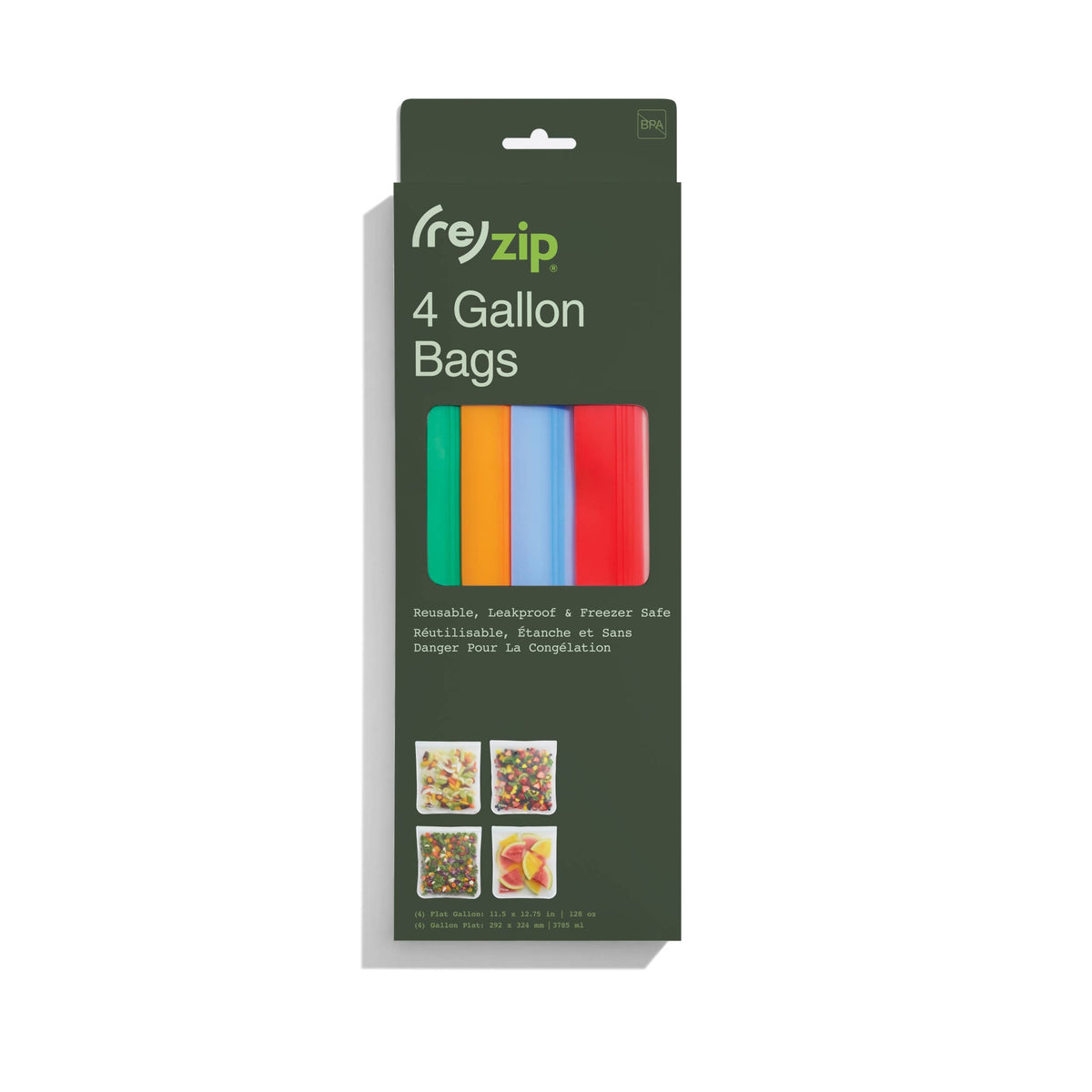 Reusable Gallon Storage Bags - Colored - 4 Piece Set