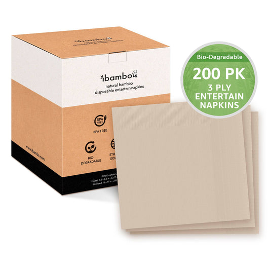 Bamboo Entertain Dinner Napkins - 200 Pack - 3 Ply