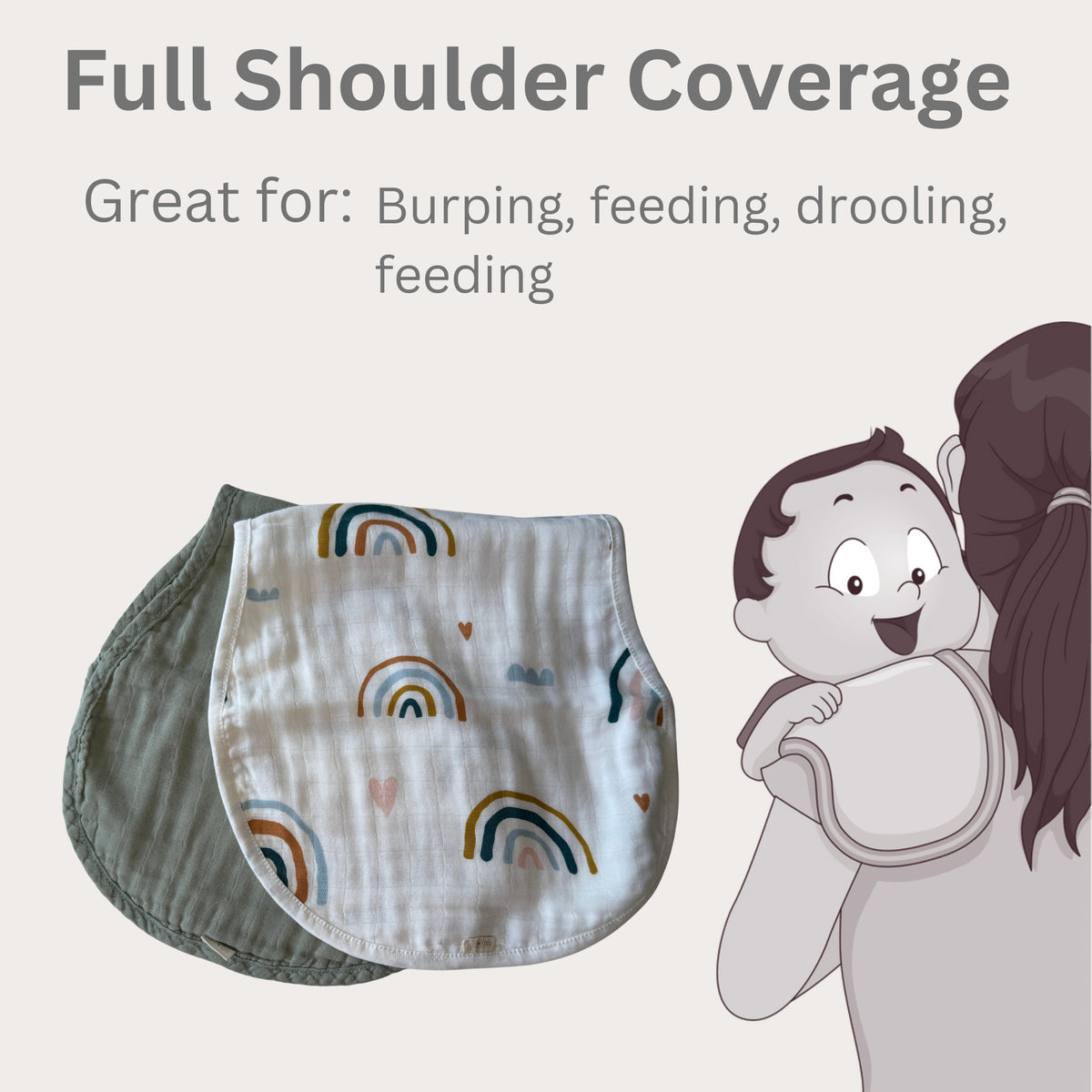 Bamboo Muslin Burp Cloth Set 2-Pack (Rainbow/Apple)
