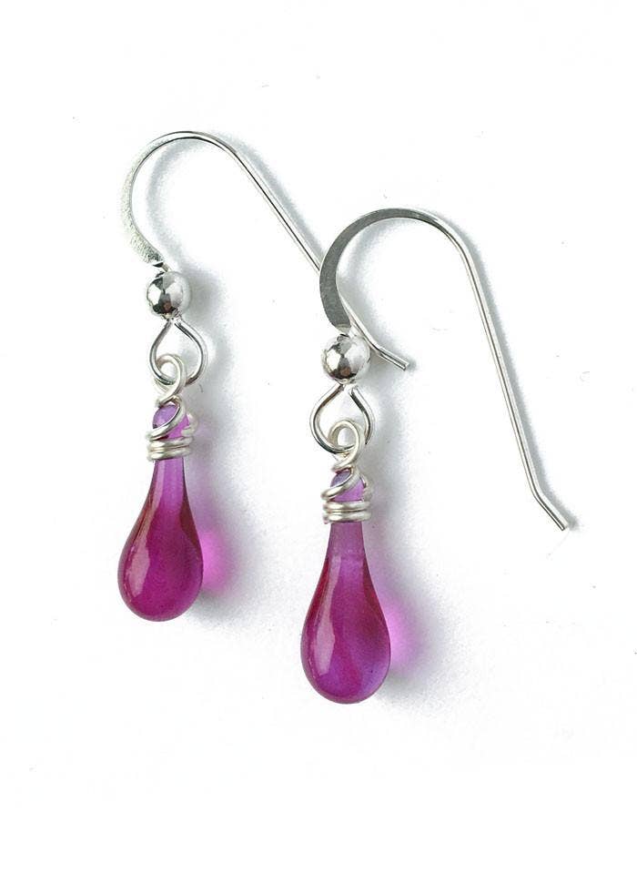 Demi Glass Teardrop Earrings, Tiny and Colorful