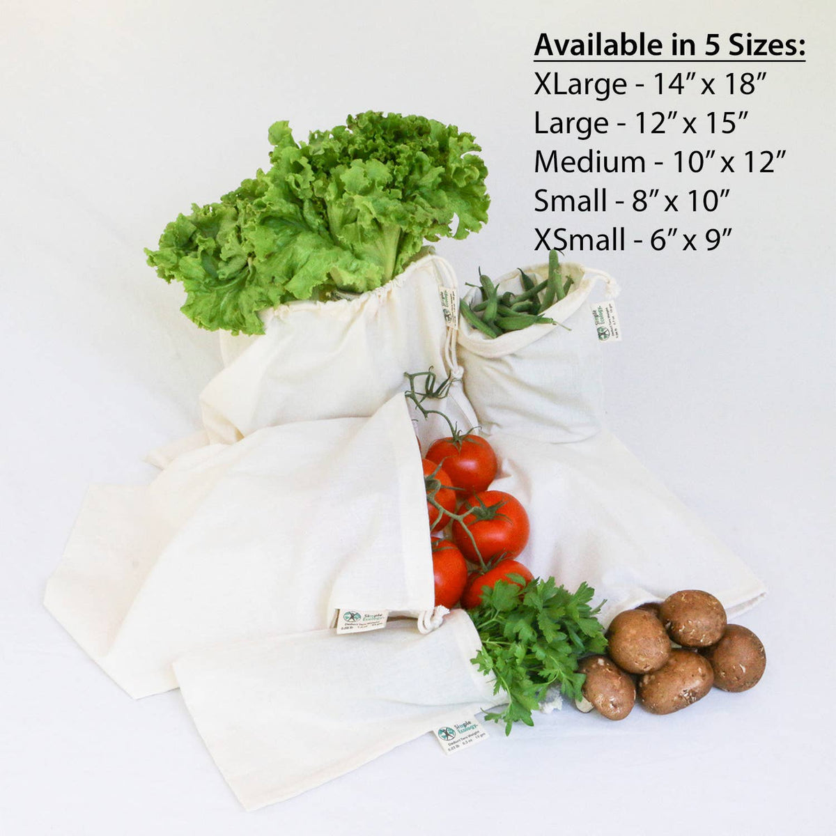 Organic Cotton Muslin Produce Bags