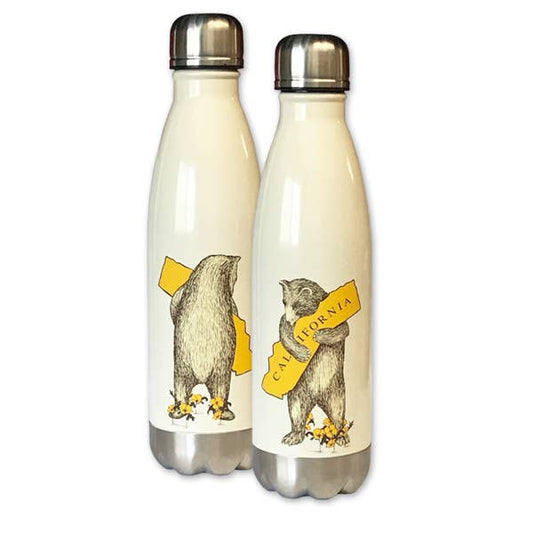 SF Mercantile – CA Bear Hug Stainless Steel Water Bottle, isolated product on a plain background; BPA-free construction