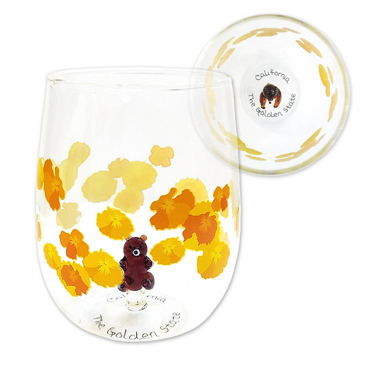 Poppy Bear Stemless Wine Glass
