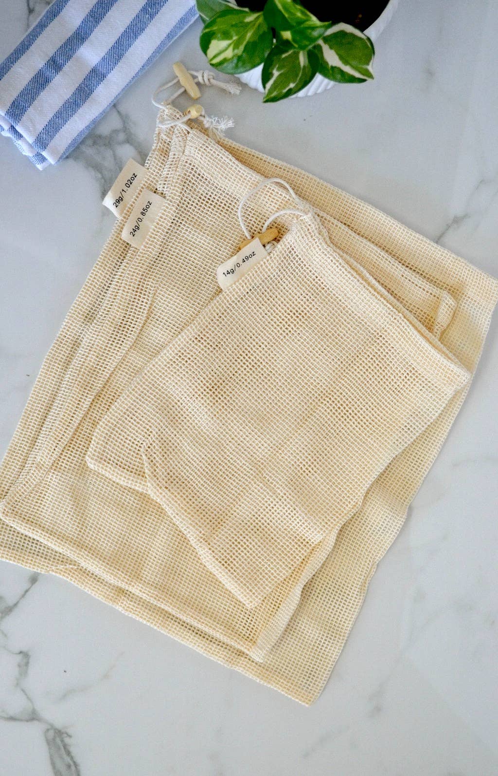 Organic Cotton Mesh Produce Bags- 3 Pack