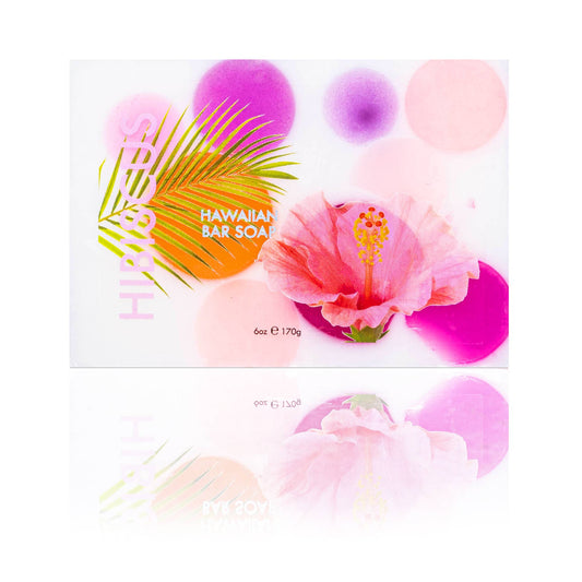 Maui Soap Co. Hibiscus Bar Soap with Kukui & Coconut Oil 6oz - hibiscus tropical soap front wrapper; plant-based