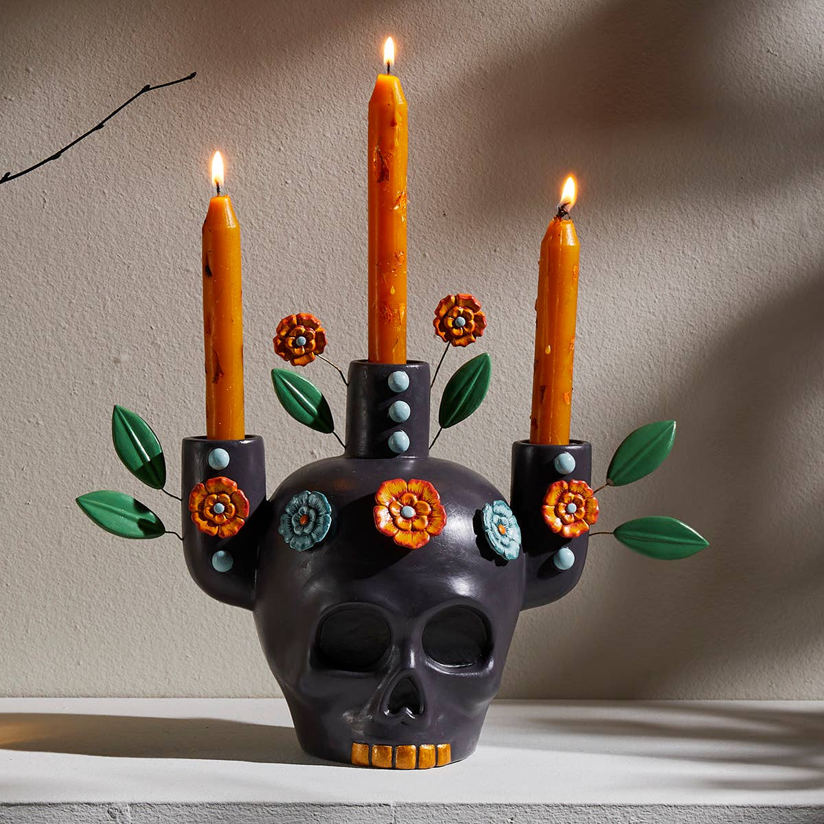 Floracion Skull Candelabra