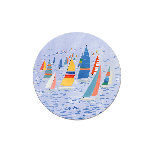 Seedlings Regatta Coaster - round regatta sailboat illustration coaster