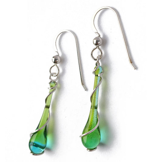 Sundrop Jewelry – Colorful Glass Teardrop Earrings with Recycled, glass jewelry photographed in this color; recycled glass