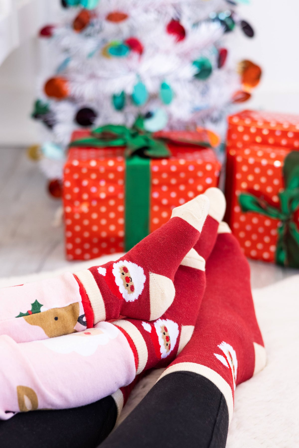 Santa Parent & Baby Christmas Matching Holiday Sock Set