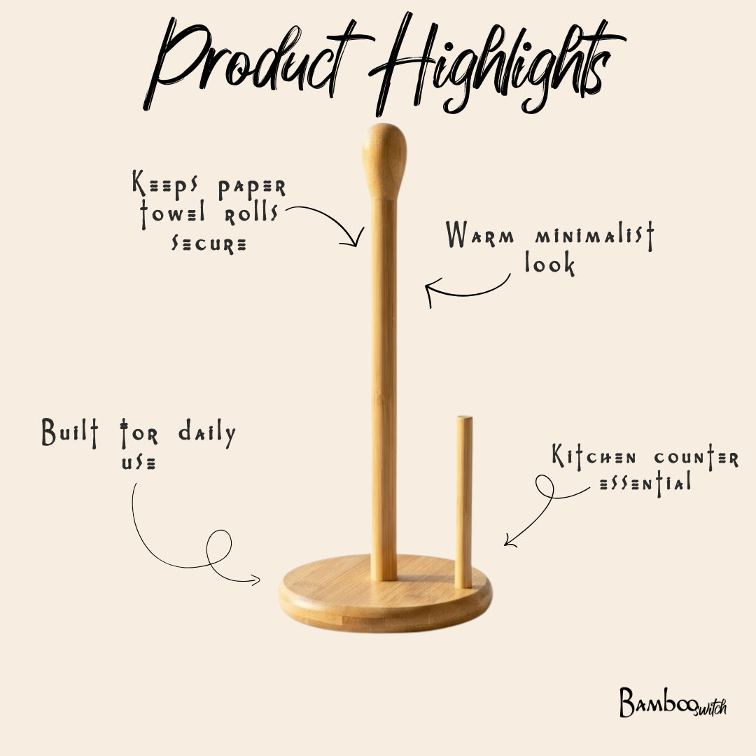 Bamboo Paper Towel Holder | Reusable Towels