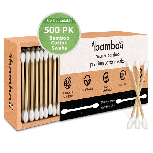 Bamboo Cotton Swabs - 500 Pack