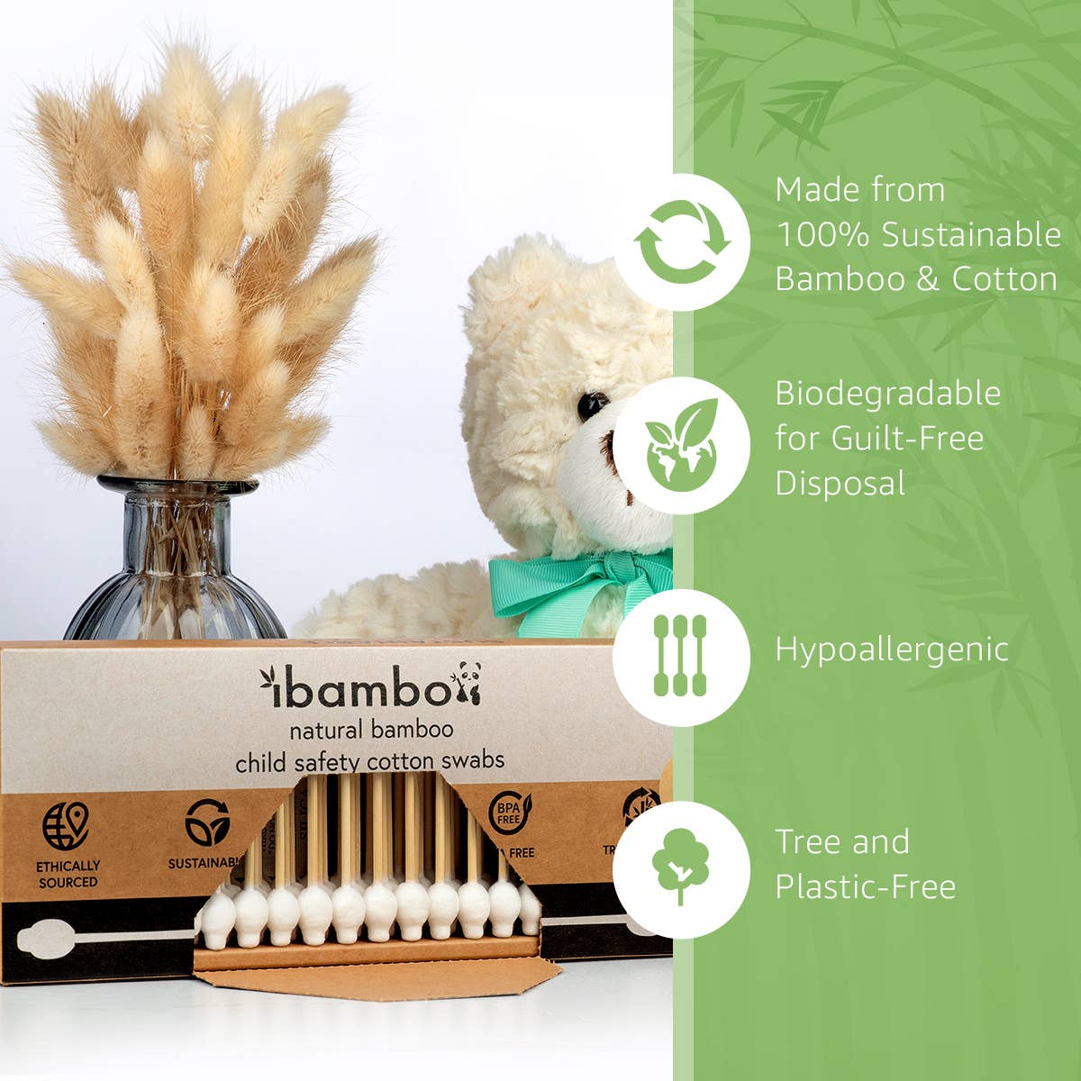 Bamboo Child Safety Cotton Swabs - 200 Pack