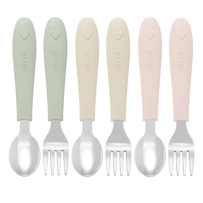 (6 piezas) Set de cubiertos para niños pequeños - Acero inoxidable (Corazón)