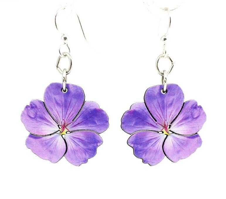 Violet Flower Blossom Earrings