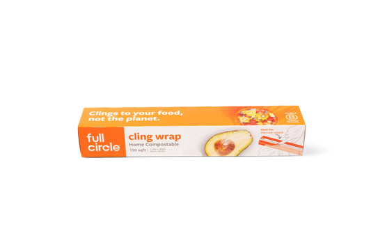 Full Circle Home Home Compostable Cling Wrap - compostable cling wrap roll in orange printed box; plant-based