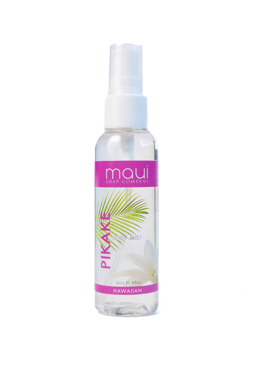 Maui Soap Co. Pikake Hawaiian Body Mist - Alcohol-Free & - clear body mist spray bottle with purple pikake floral label