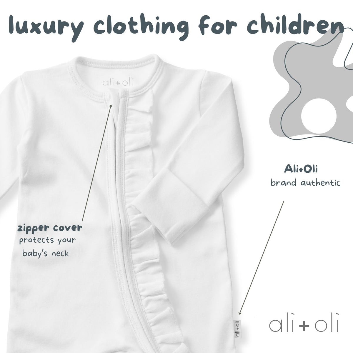 Baby Ruffle Footie 2-Way Zipper – Organic Cotton Lounge Wear