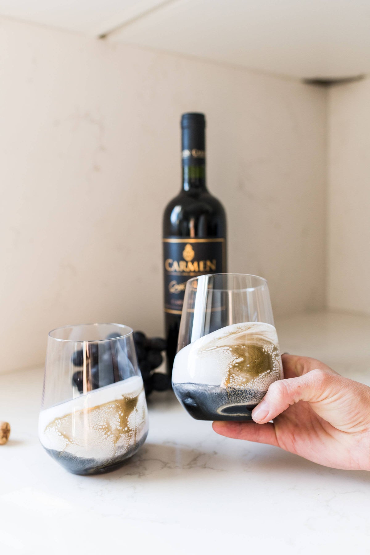 Resin Accented Wine Glasses