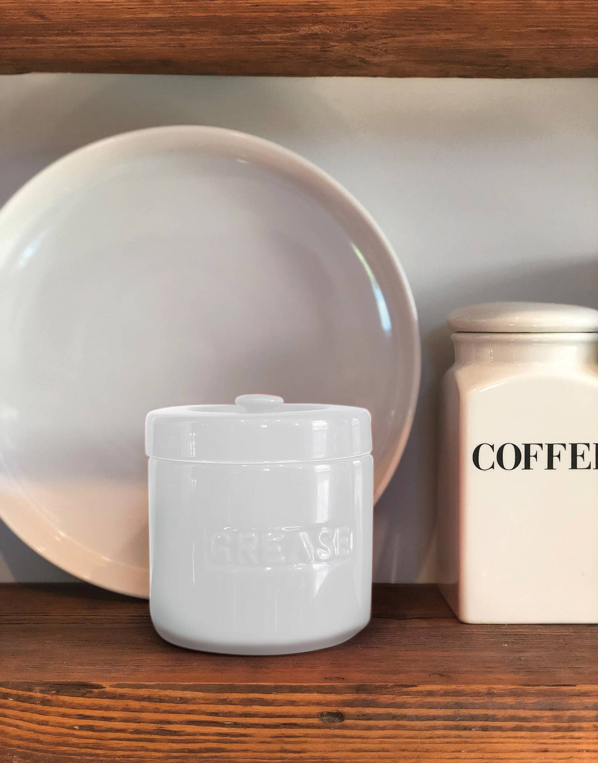 Fox Run Porcelain Grease Container, White, 5" x 5" x 5"