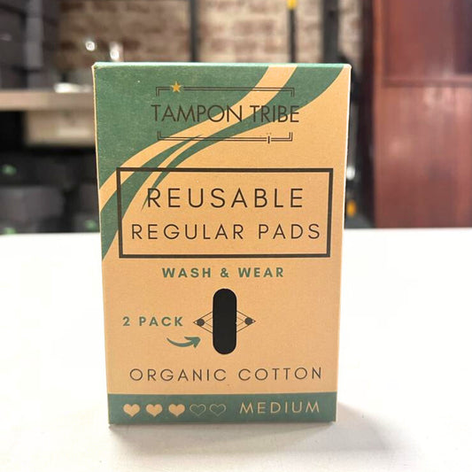 Tampon Tribe Organic Cotton Slim Reusable Pad - 2 Pack: organic tampon carton front view; organic cotton material