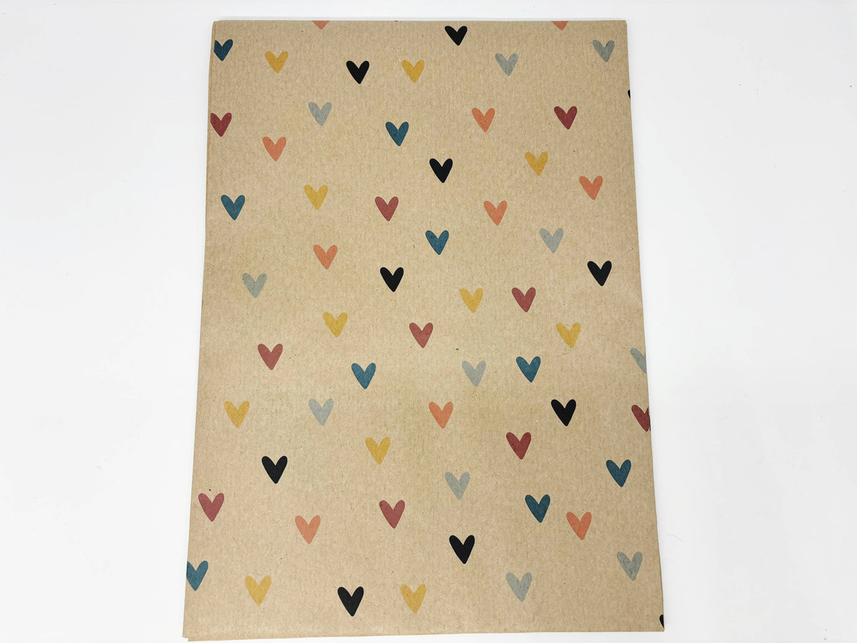 Hearts Recycled Kraft Wrapping Paper Gift Wrap