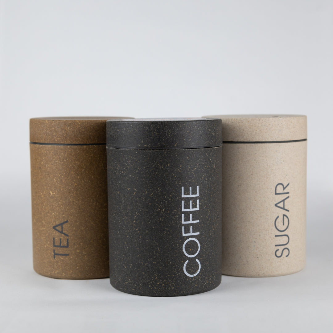 Sustainable Bamboo Small Tea Canister Sand Color 24 Ounces