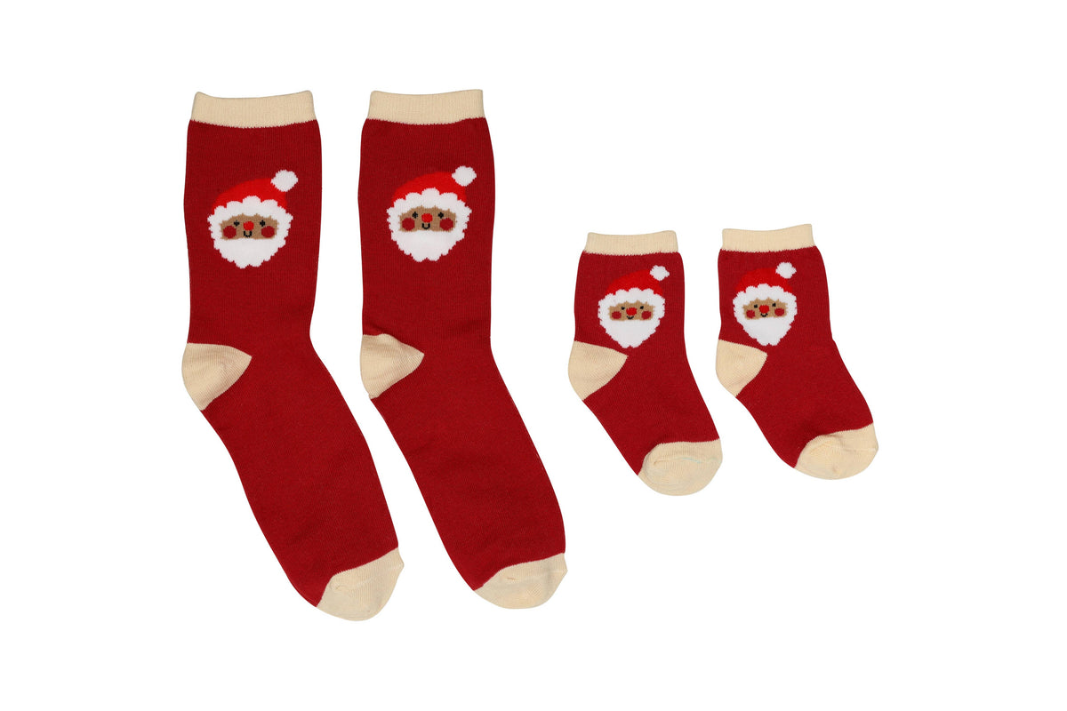 Santa Parent & Baby Christmas Matching Holiday Sock Set