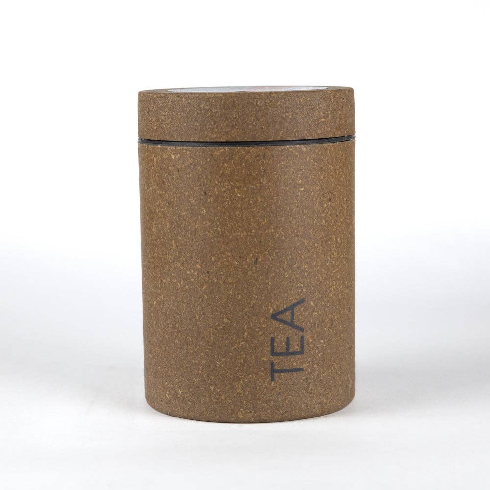 Sustainable Bamboo Small Tea Canister Sand Color 24 Ounces