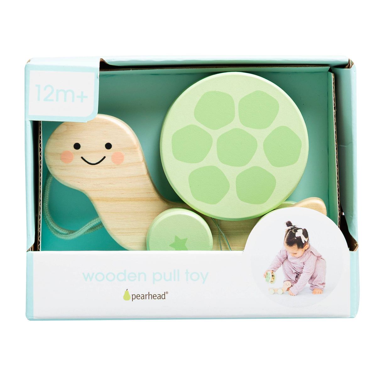 Turtle Wooden Pull Toy, Rattle Shell, Baby or Toddler Toy