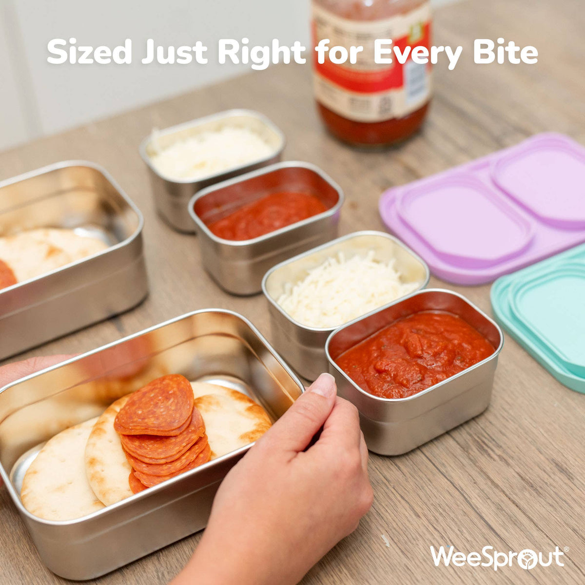 Stainless Steel Bento Box Set with Silicone Lids – Set of 3