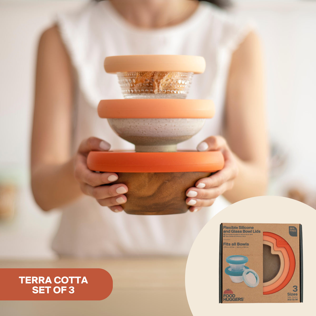 Glass Bowl Lids with Silicone Seal (Set/3) – Terra Cotta