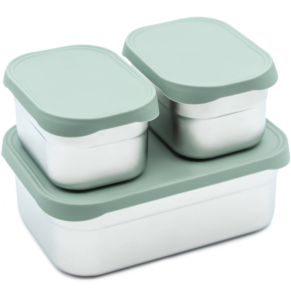 Stainless Steel Bento Box Set with Silicone Lids – Set of 3
