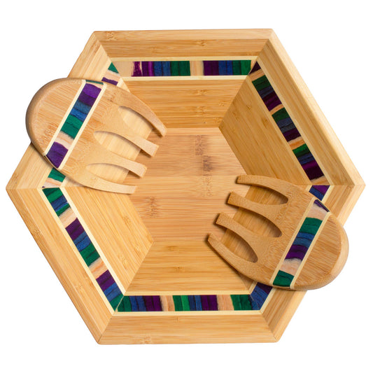 Totally Bamboo Baltique® Mumbai Collection 14" Salad Bowl with Salad Hands: serving bowl photographed against white